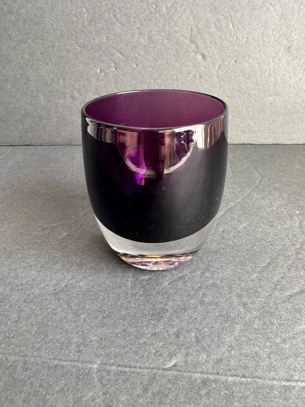 Glassybaby Lollypop Purple Votive Candle Holder Artisan Handblown Art Glass USA